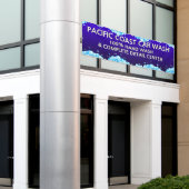 バカスタマイズブリー青い洗車事業 横断幕 (ビルの外側)