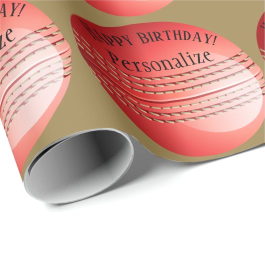 バカスタムラークリケットボールネームハッピーバースデー ラッピングペーパー (ロールコーナー)