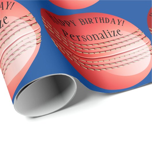 バカスタムラークリケットボールネームハッピーバースデー ラッピングペーパー (ロールコーナー)