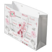 バカスタムレパーソナライズされたリーナバレエピンク ラージペーパーバッグ (正面アングル)