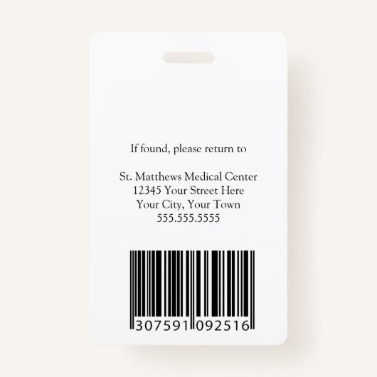 ·バカスタムーガンディ病院従業員医療ID バッジ (裏面)