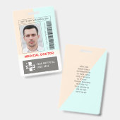 バカスタムーコードロゴ社員名写真病院 バッジ (正面＆裏面)