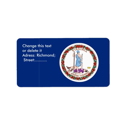 バカスタムージニア州旗を持つラベル ラベル (正面)