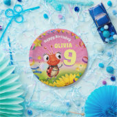 バカスタムースデーパーティープレートガール7歳 ペーパープレート (パーティー)