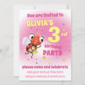 バカスタムースデーパーティー招待状ガール3歳 招待状 (裏面)