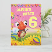 バカスタムースデーパーティー招待状ガール6歳 招待状 (スタンド正面)