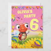 バカスタムースデーパーティー招待状ガール6歳 招待状 (正面)