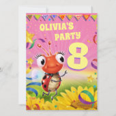 バカスタムースデーパーティー招待状ガール8歳 招待状 (正面)