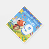 バカスタムースデーパーティー紙ナプキンボーイ9歳 スタンダードランチョンナプキン (角)