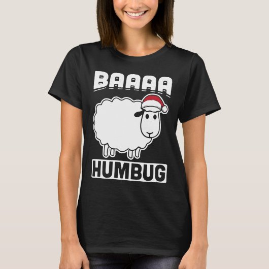 バカフマおもしろいヒツジアンチクリスマススクルージュ不機嫌 Tシャツ (正面)