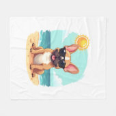 バカフランスのンスでブルドッグ フリースブランケット (正面(横))