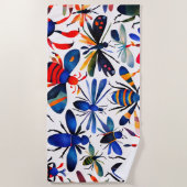 バカラフルグお洒落水彩昆虫アート ビーチタオル (正面)