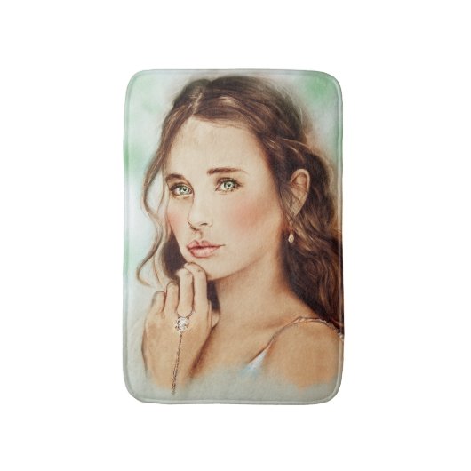 バカラフルス図解入りの、写真付きのマット – 春の女性 バスマット (正面縦)