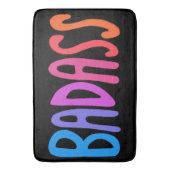 バカラフルダスカッコいいとおもしろいストライプブラック バスマット (正面縦)