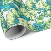 バカラフルナ葉ナとモンステラの熱帯の ラッピングペーパー (ロールコーナー)