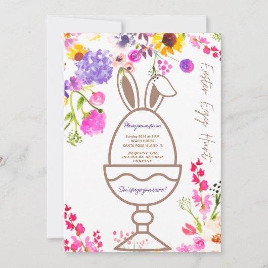 バカラフルニーラビットイースターエッグ狩りブランチ 招待状 (正面)