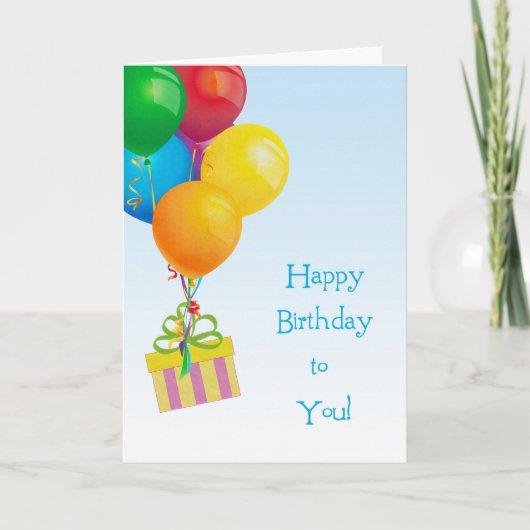 バカラフルルーンブーケ、ギフト、誕生日カード カード (正面)