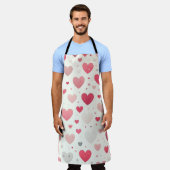 バカラフルンタインハート エプロン (着用した状態)