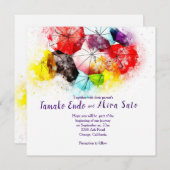 バカラフルンブレラス結婚式招待状 招待状 (正面/裏面)