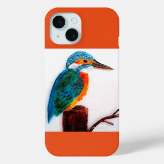 バカラフルードズ絵画・キングフィッシャーカスタム iPhone 15ケース