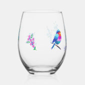 バカラフルードブルー忘れMe Not Flower誕生日 ステムなしワイングラス (右)