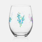 バカラフルードブルー私忘れは花の除業 ステムなしワイングラス (裏面)
