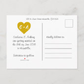 バカラフル素朴図解入りの、写真付きのニーイ・ラバ結婚ス 案内ポストカード (裏面)