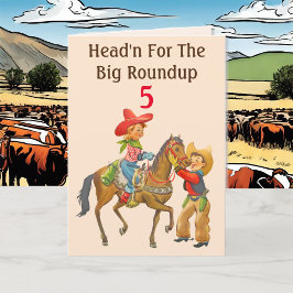 バカルーカウボーイ誕生日追加の年齢と名前の少年 カード