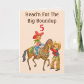 バカルーカウボーイ誕生日追加の年齢と名前の少年 カード (正面)