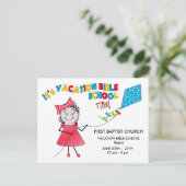 バカンスバイブルスクールはがき – ガールカ飛んでいるイト ポストカード (スタンド正面)