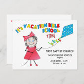 バカンスバイブルスクールはがき – ガールカ飛んでいるイト ポストカード (正面/裏面)