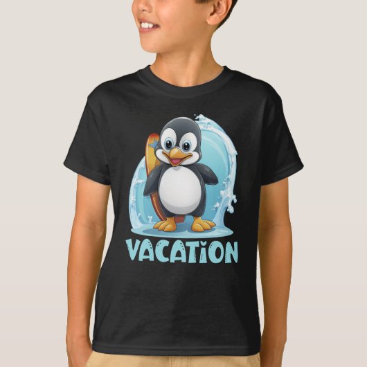 バカンスペンギンサーフボード Tシャツ (正面)