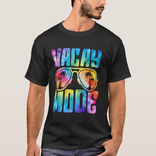 バカンスモード ヤシの木 ビーチ バケーション 夏の逃避行 Tシャツ (正面)