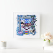 バカール スクエア壁時計 (ホーム)