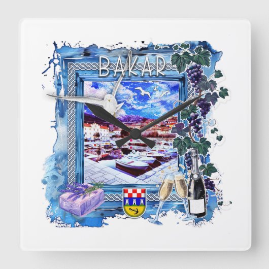 バカール スクエア壁時計 (正面)