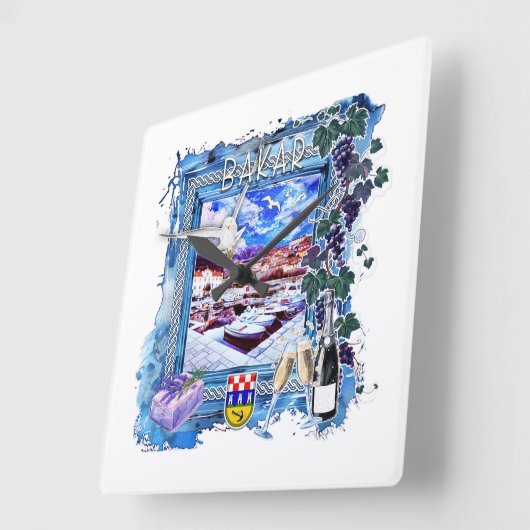 バカール スクエア壁時計 (傾斜)