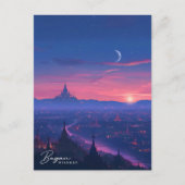 バガンミャンマーヴィンテージ旅行で夜 ポストカード (正面)