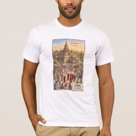 バガン ミャンマー 古代寺院 水彩画 旅行 アート Tシャツ
