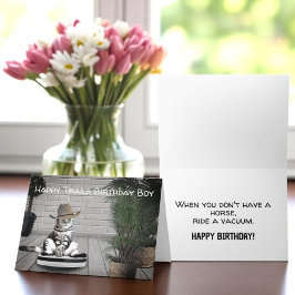 バキュームおもしろい誕生日カードのカウボーイハット猫 カード