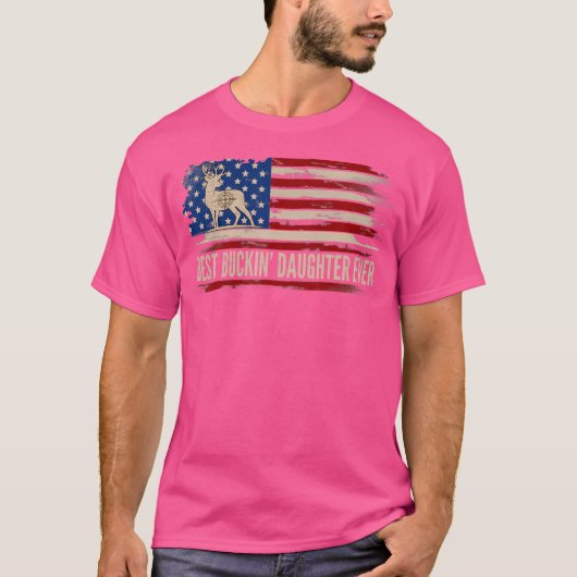 バキン最高のの娘のアメリカ合衆国の国旗の鹿 Tシャツ (正面)