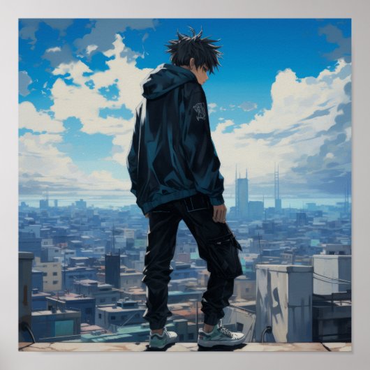 バギークールブラックパンツとBlを持つアニメキャラクター ポスター (正面)