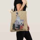 バギー乗りの紳士の似顔絵と地図 トートバッグ (クローズアップ)
