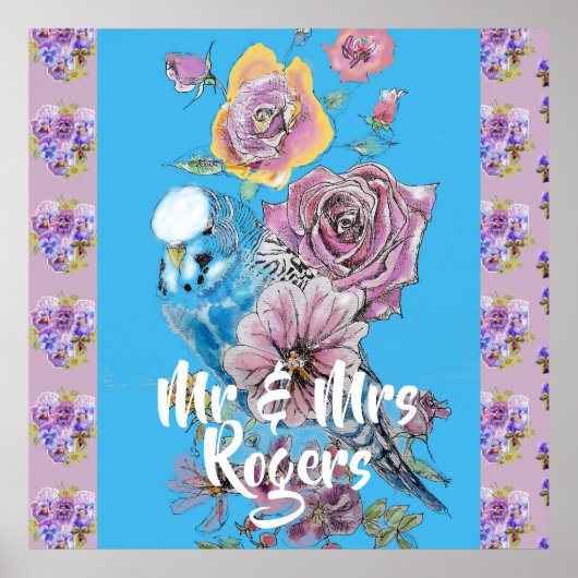 バギー水彩フローラ薄紫新着ポスター ポスター (正面)