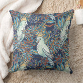 バギー熱帯雨林の花々葉の青い背景 クッション (ブランケット)