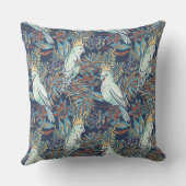 バギー熱帯雨林の花々葉の青い背景 クッション (裏面)