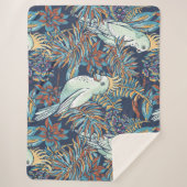 バギー熱帯雨林の花々葉の青い背景 シェルパブランケット (正面)