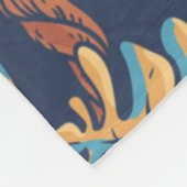 バギー熱帯雨林の花々葉の青い背景 フリースブランケット (角)