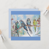 バギーbudgies水色絵画のバードカード カード (正面/裏面インサイチュ)