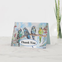 バギーbudgies水色絵画のバードカード