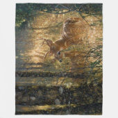 バクとドゥの鹿 高い草の中 フリースブランケット (正面)